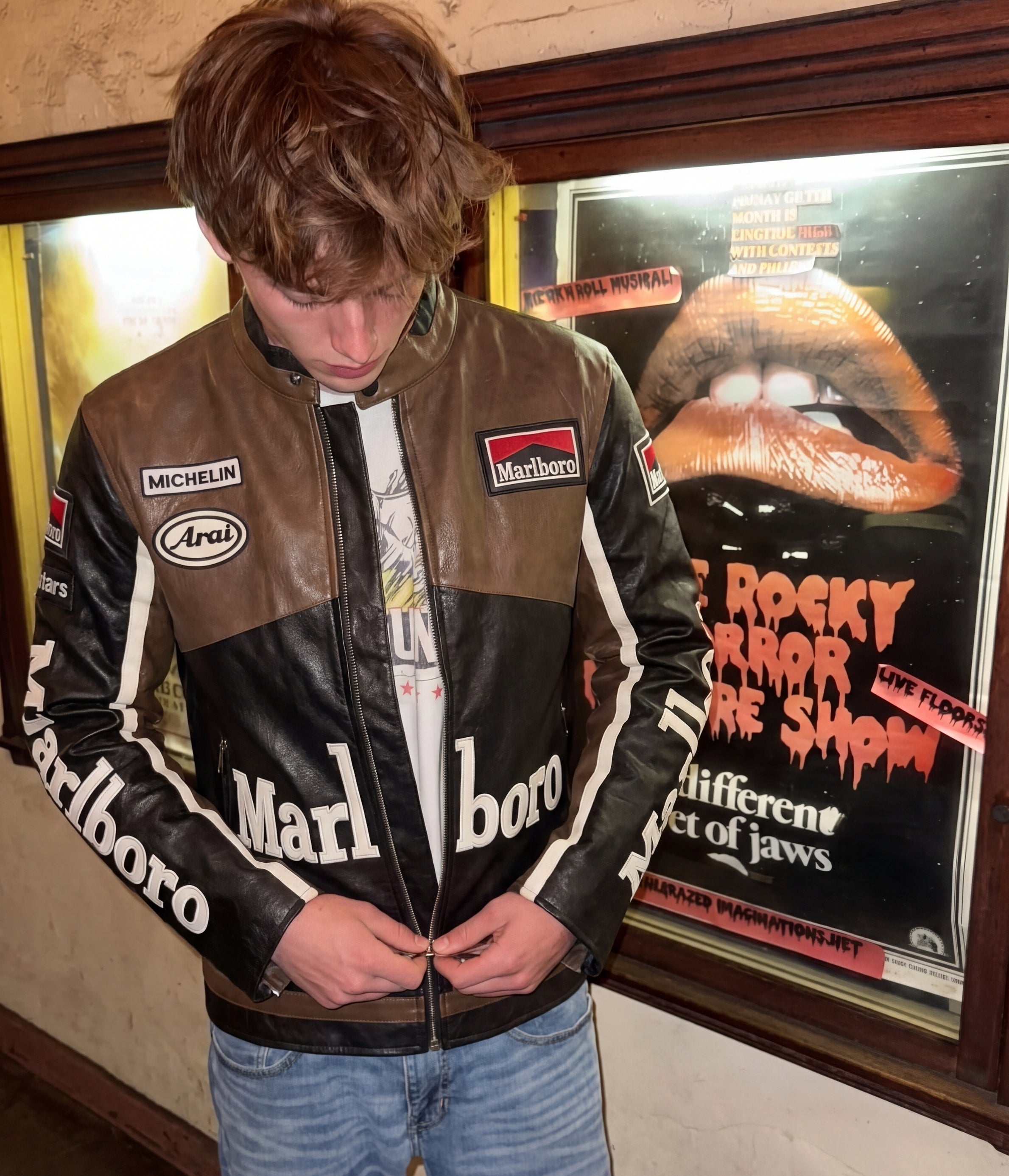 Marlboro Racing Leather Jacket - Brown Edition