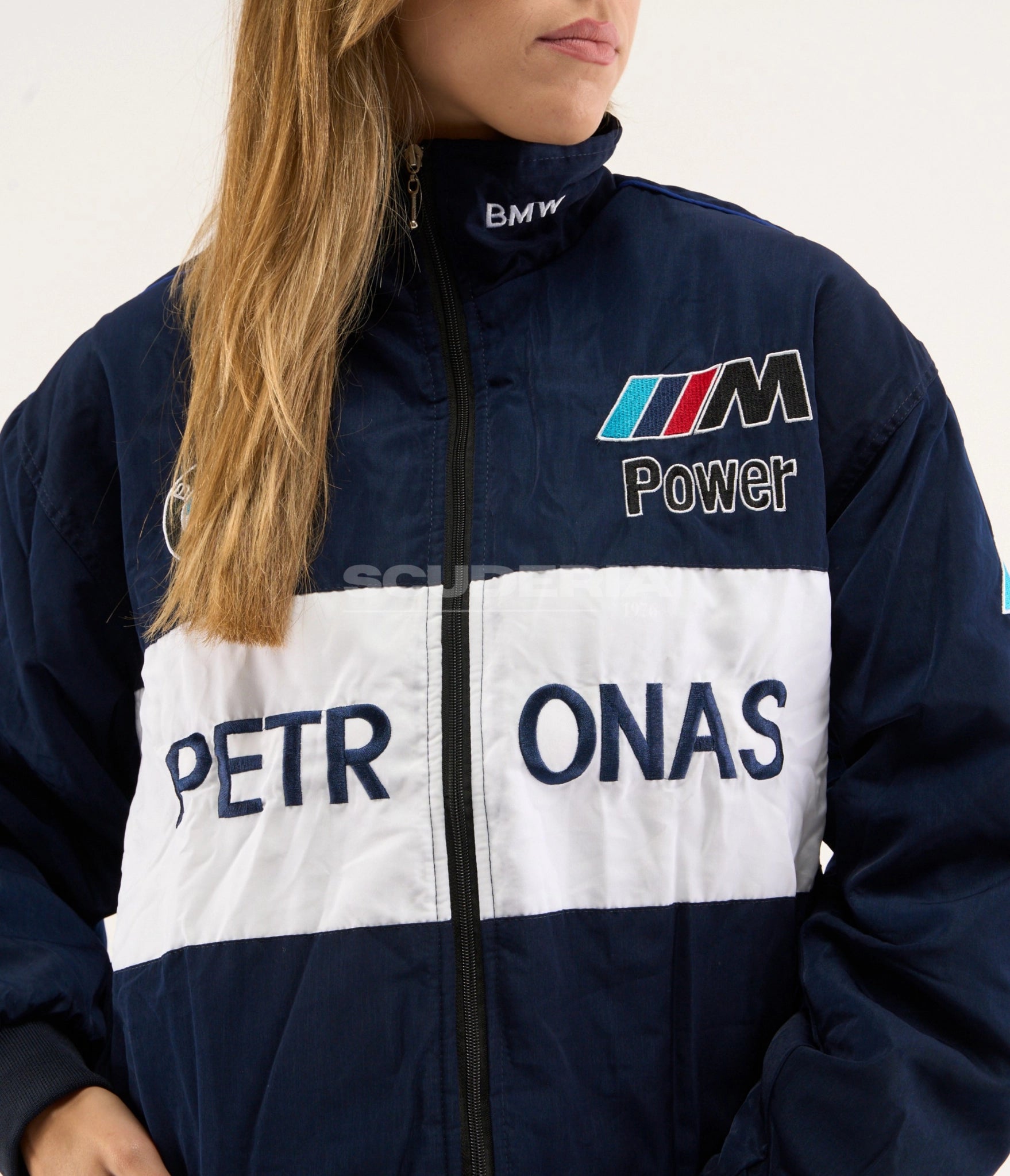 BMW F1 Vintage Racing Jacket M Edition M Power Petronas embroidered logo detail navy motorsport jacket
