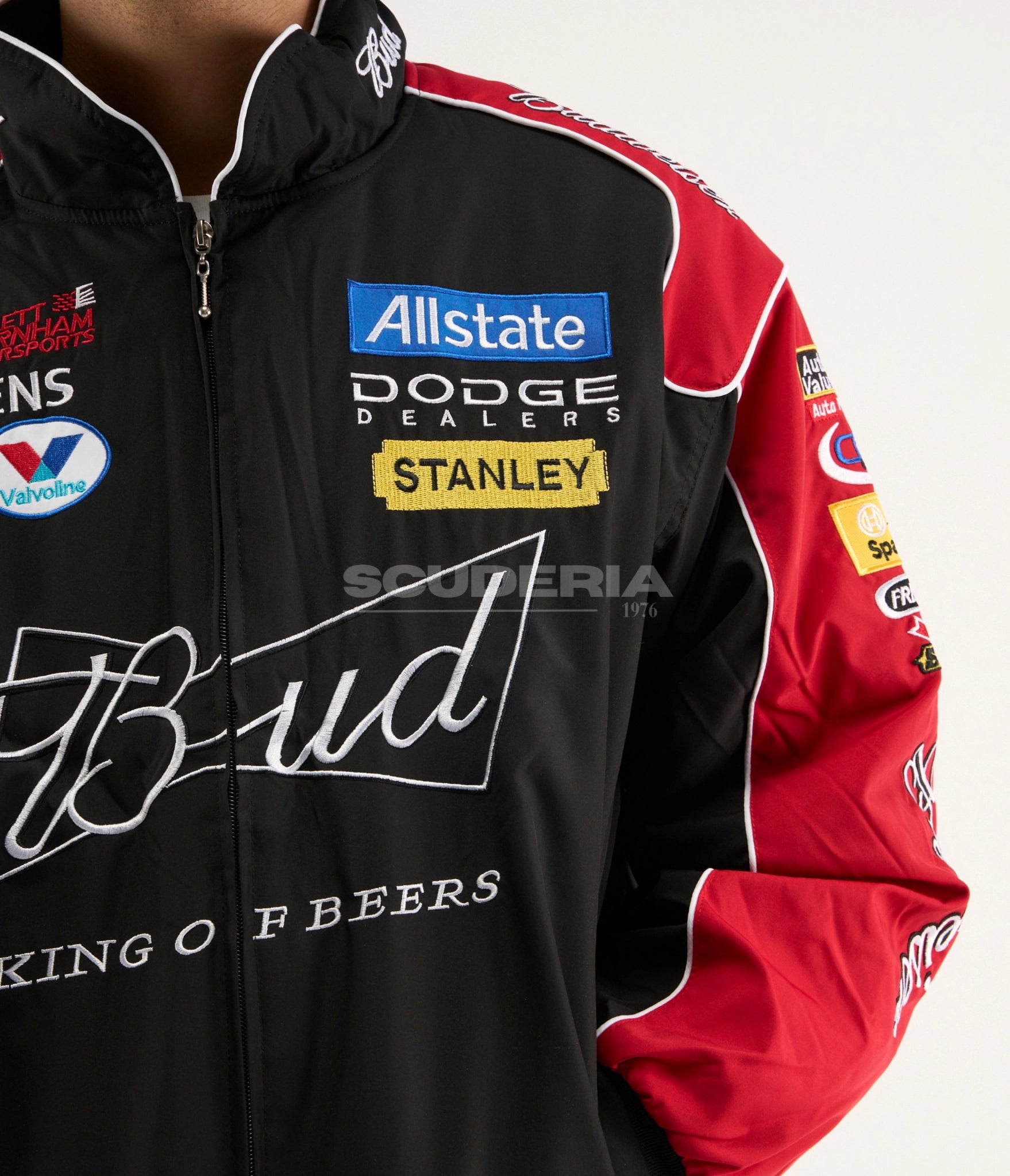 Budweiser Racing Vintage Jacket Black Edition sleeve sponsor patches detail vintage motorsport jacket
