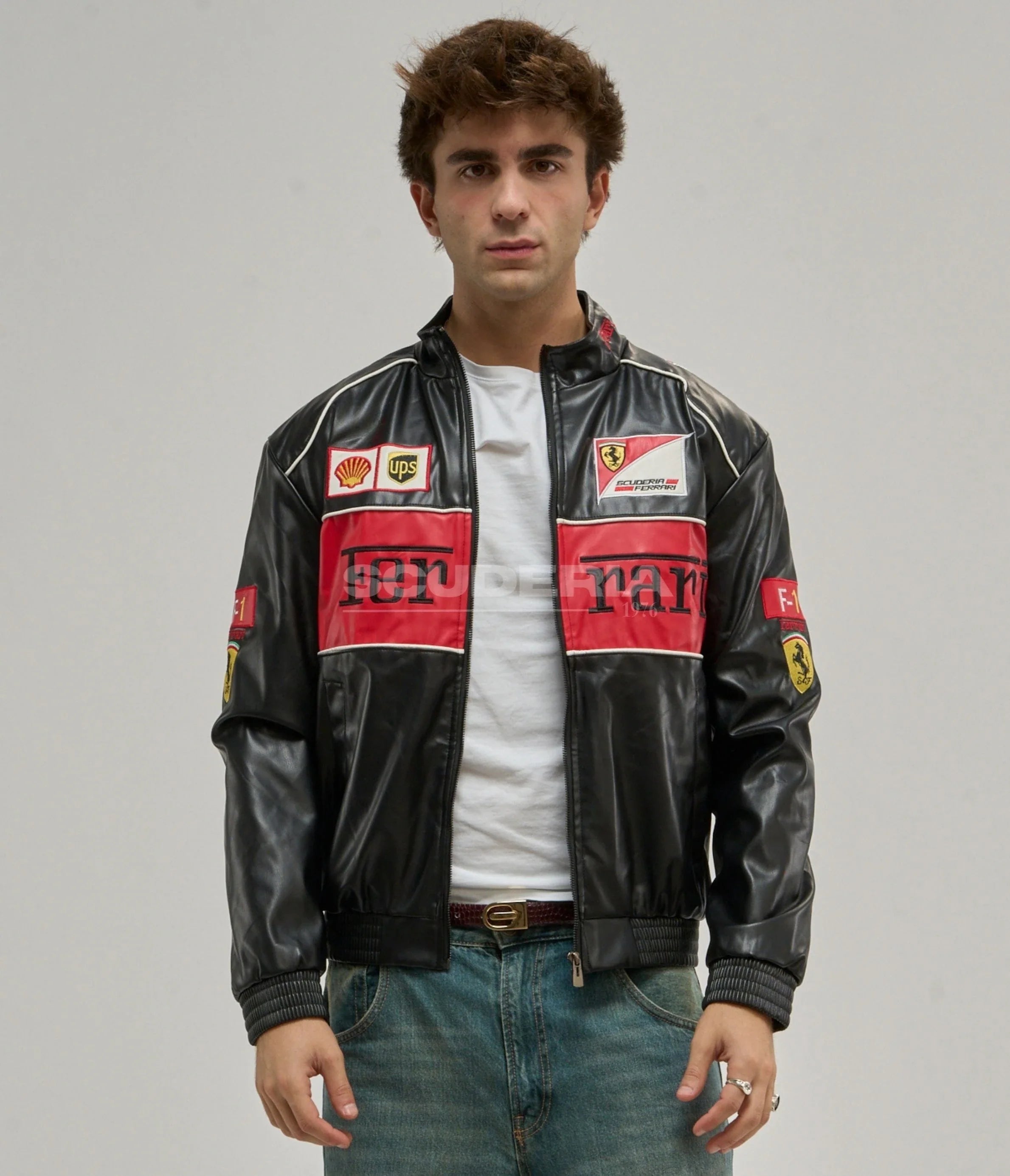Ferrari F1 Vintage Leather Jacket - Red Edition