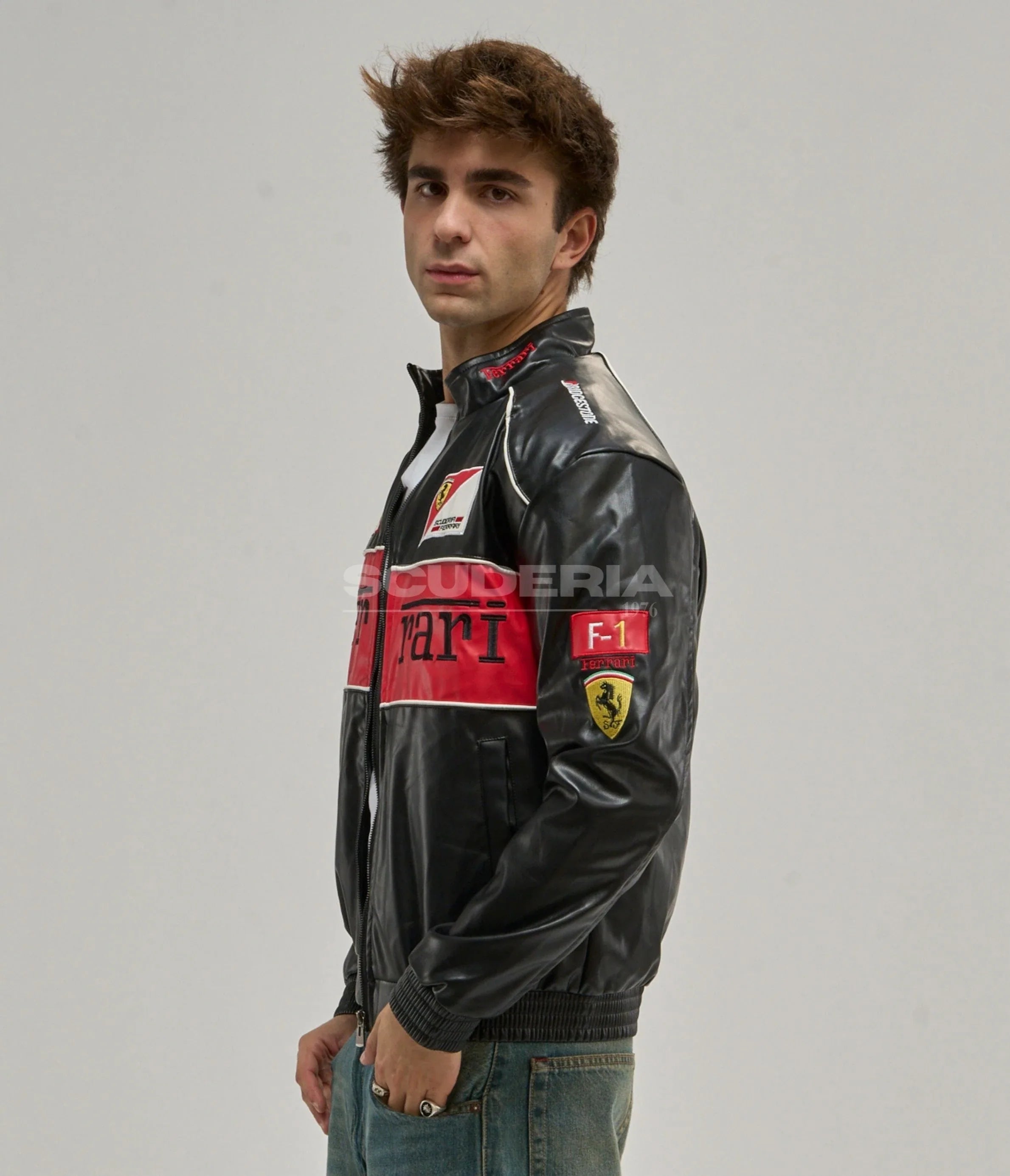 Ferrari F1 Vintage Leather Jacket - Red Edition