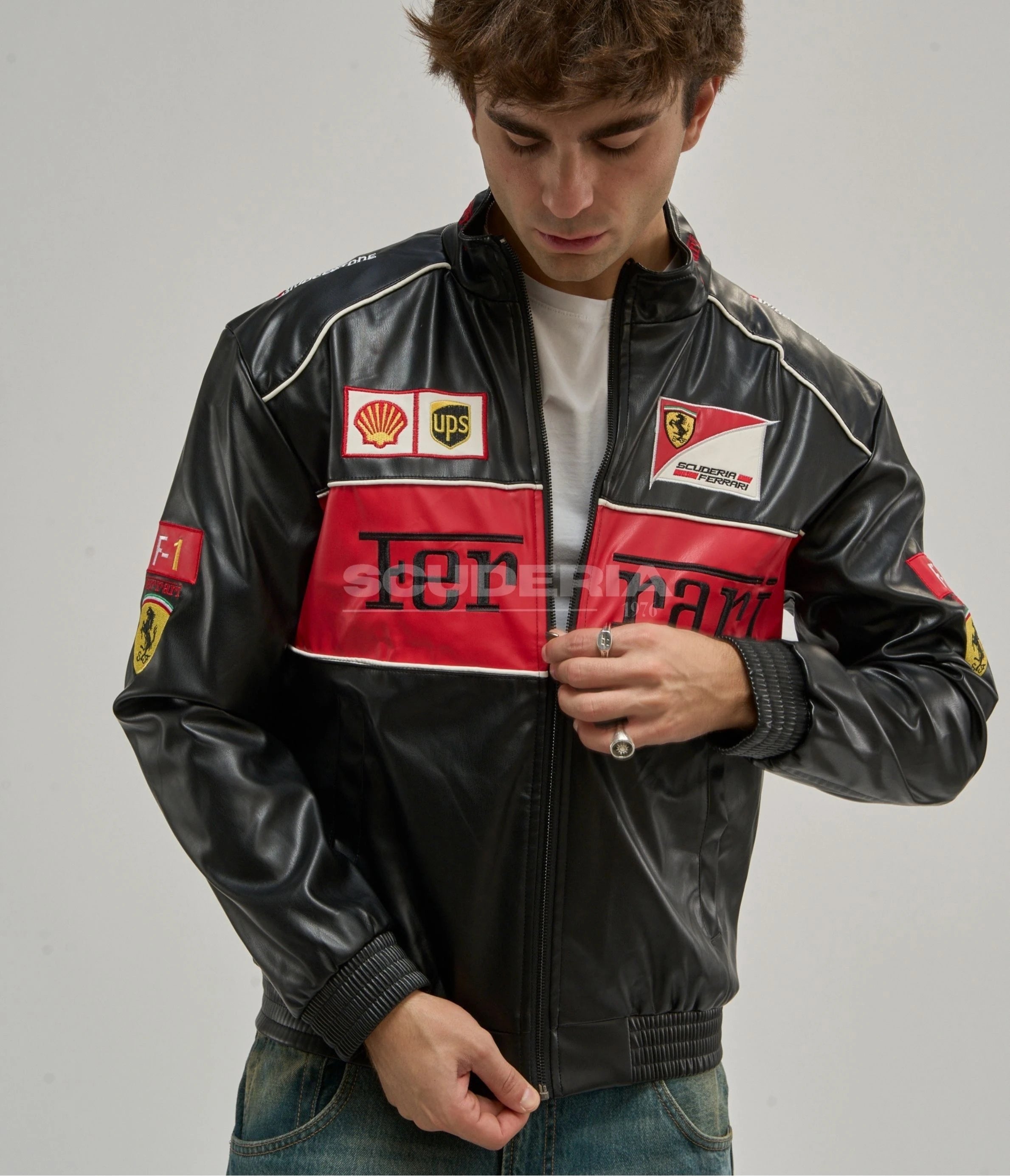 Ferrari F1 Vintage Leather Jacket - Red Edition