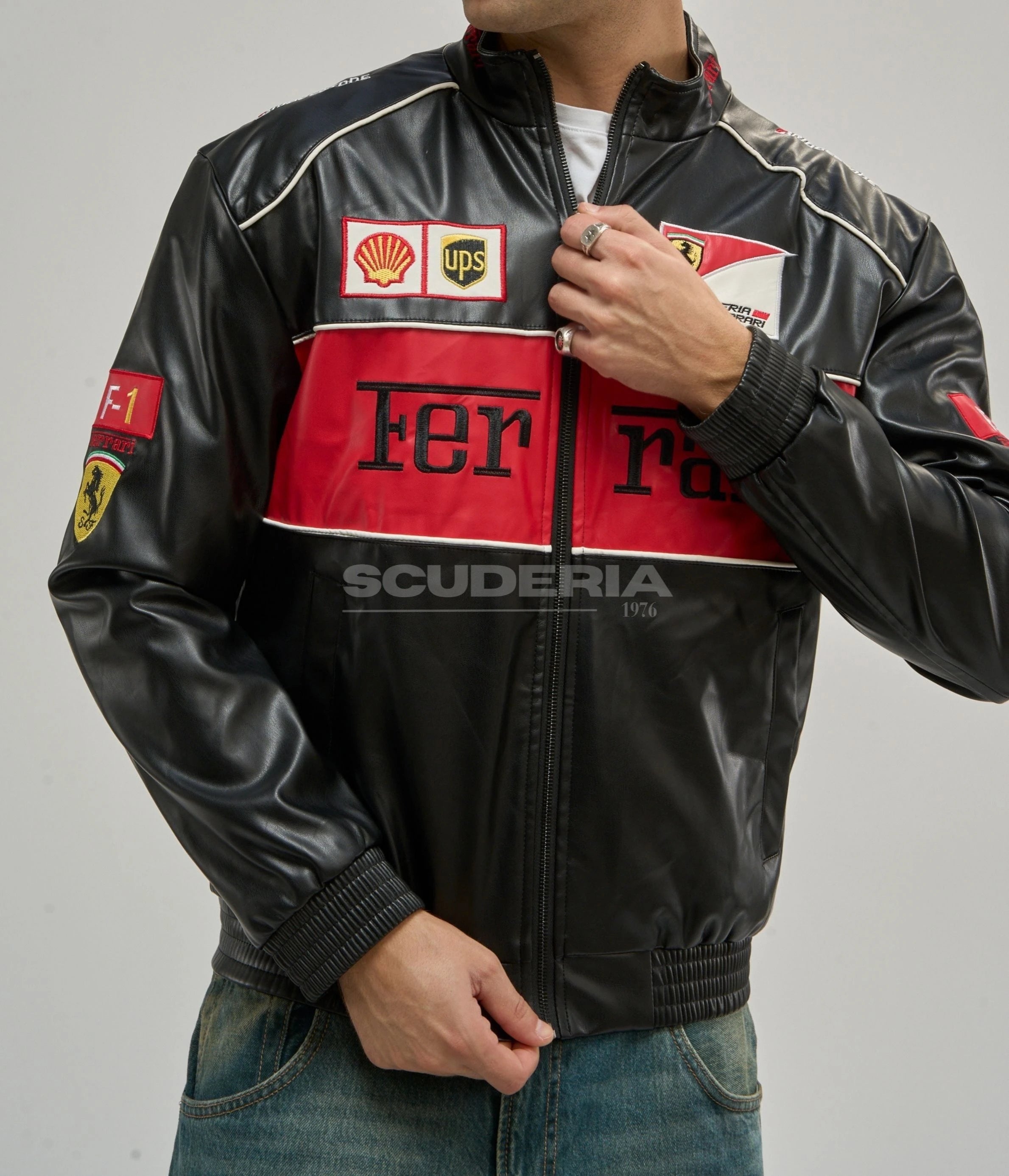 Ferrari F1 Vintage Leather Jacket - Red Edition