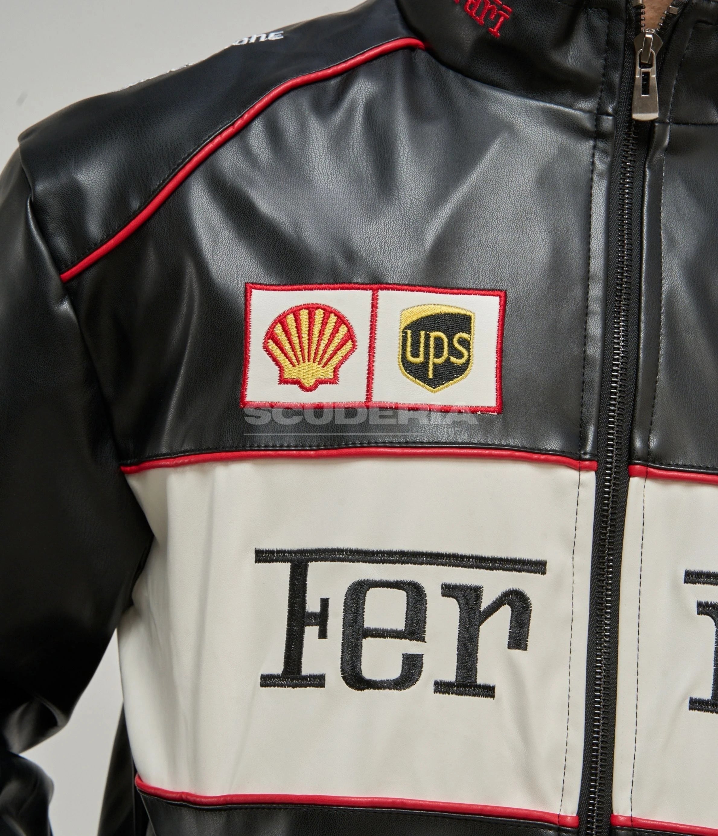 Ferrari F1 Vintage Leather Jacket - White Edition