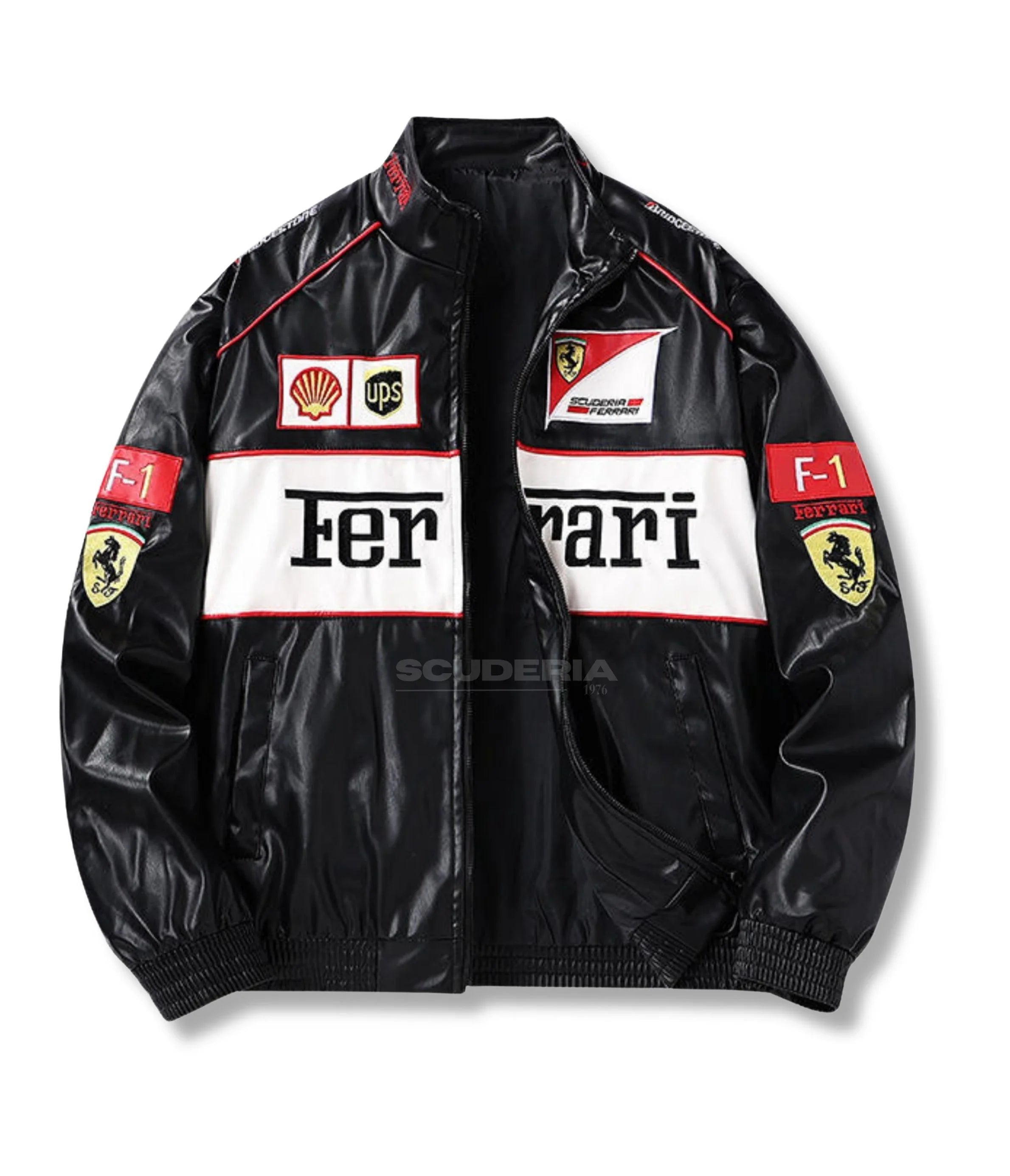 Ferrari F1 Vintage Leather Jacket - White Edition
