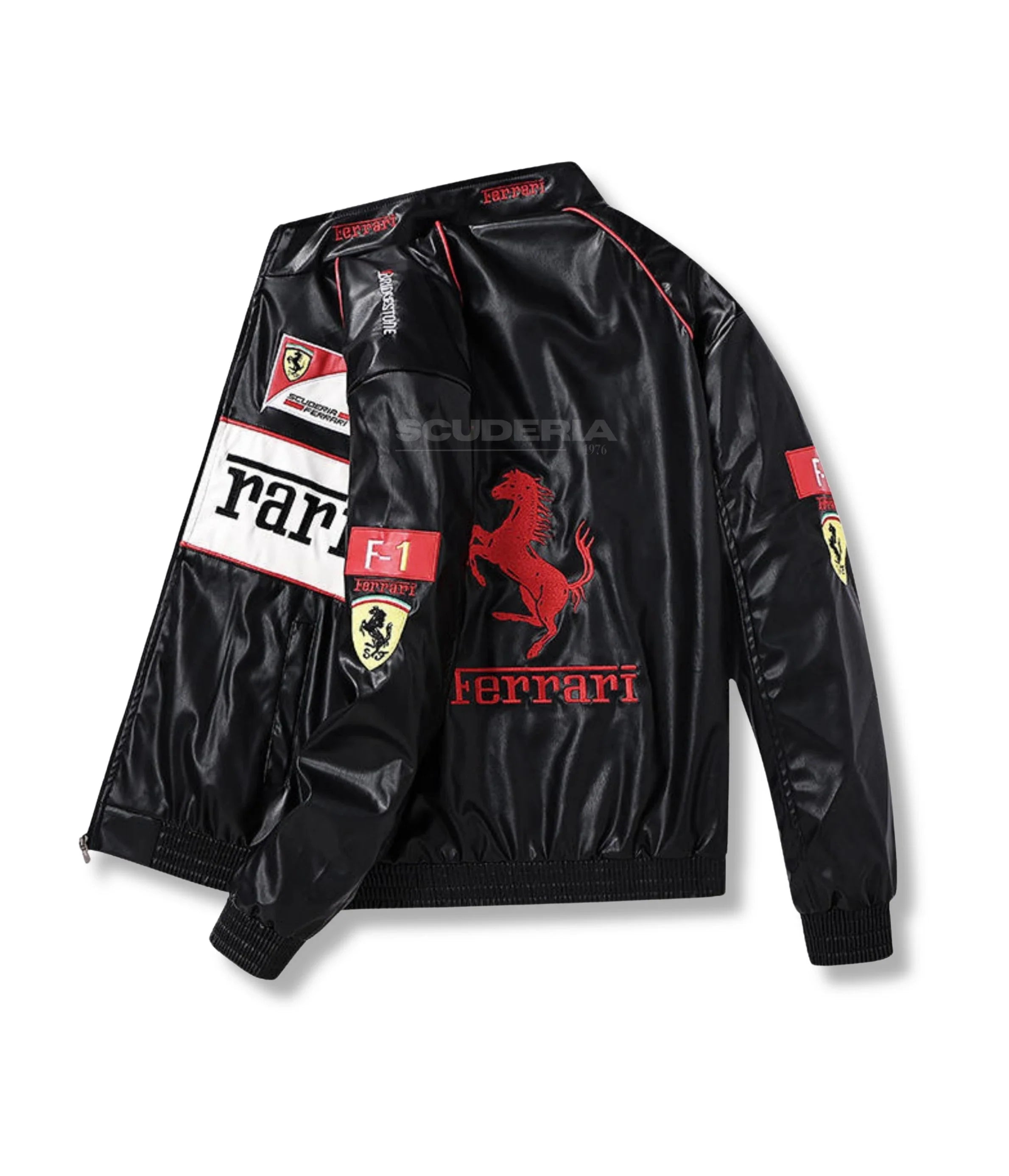 Ferrari F1 Vintage Leather Jacket - White Edition