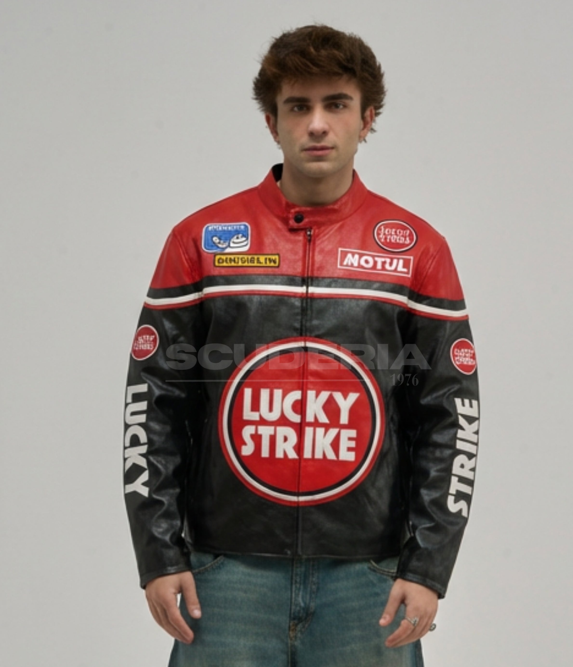 Lucky Strike Leather Jacket - Red Edition