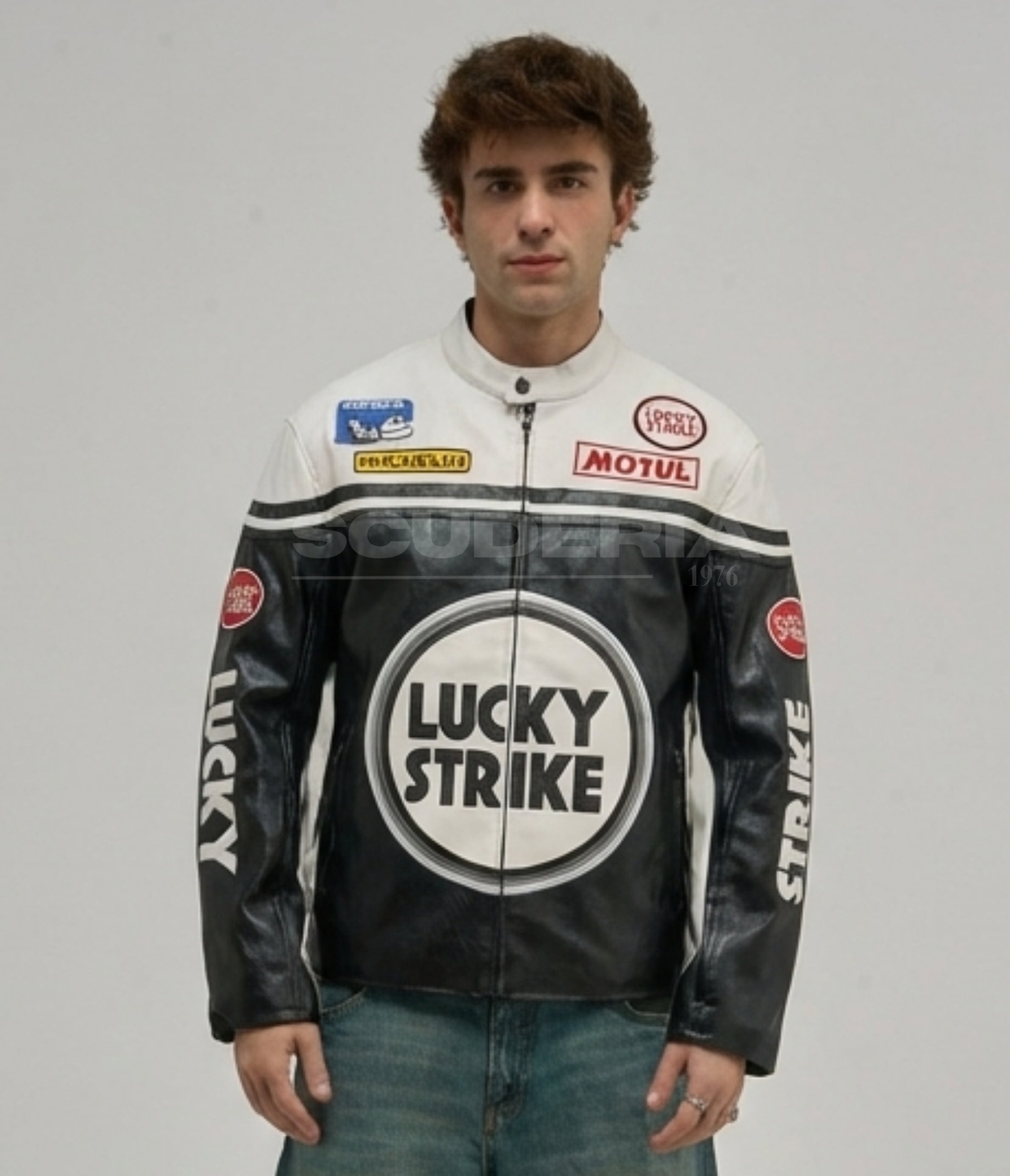 Lucky Strike Leather Jacket - White Edition