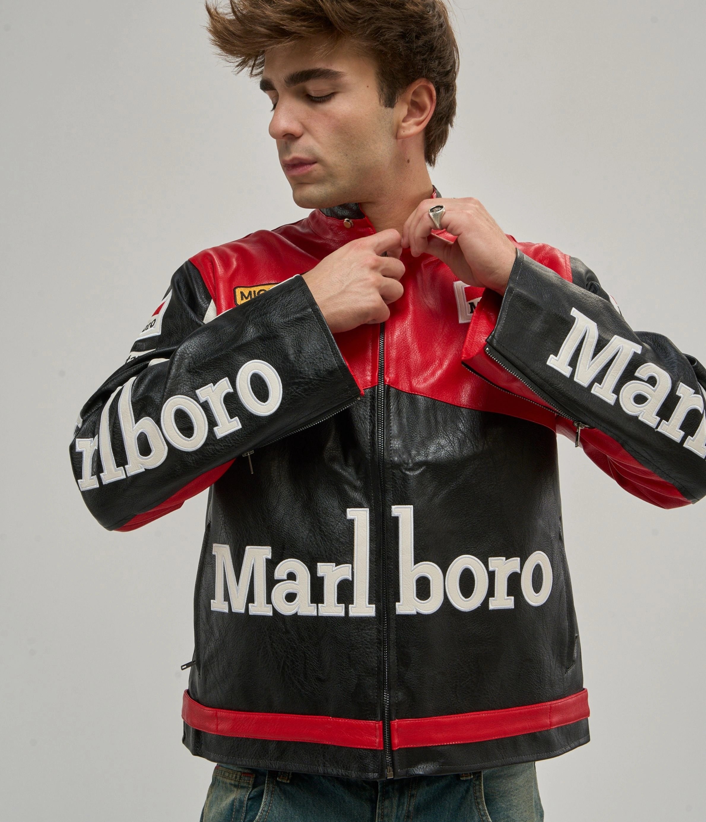 Marlboro Racing Leather Jacket - Black Edition