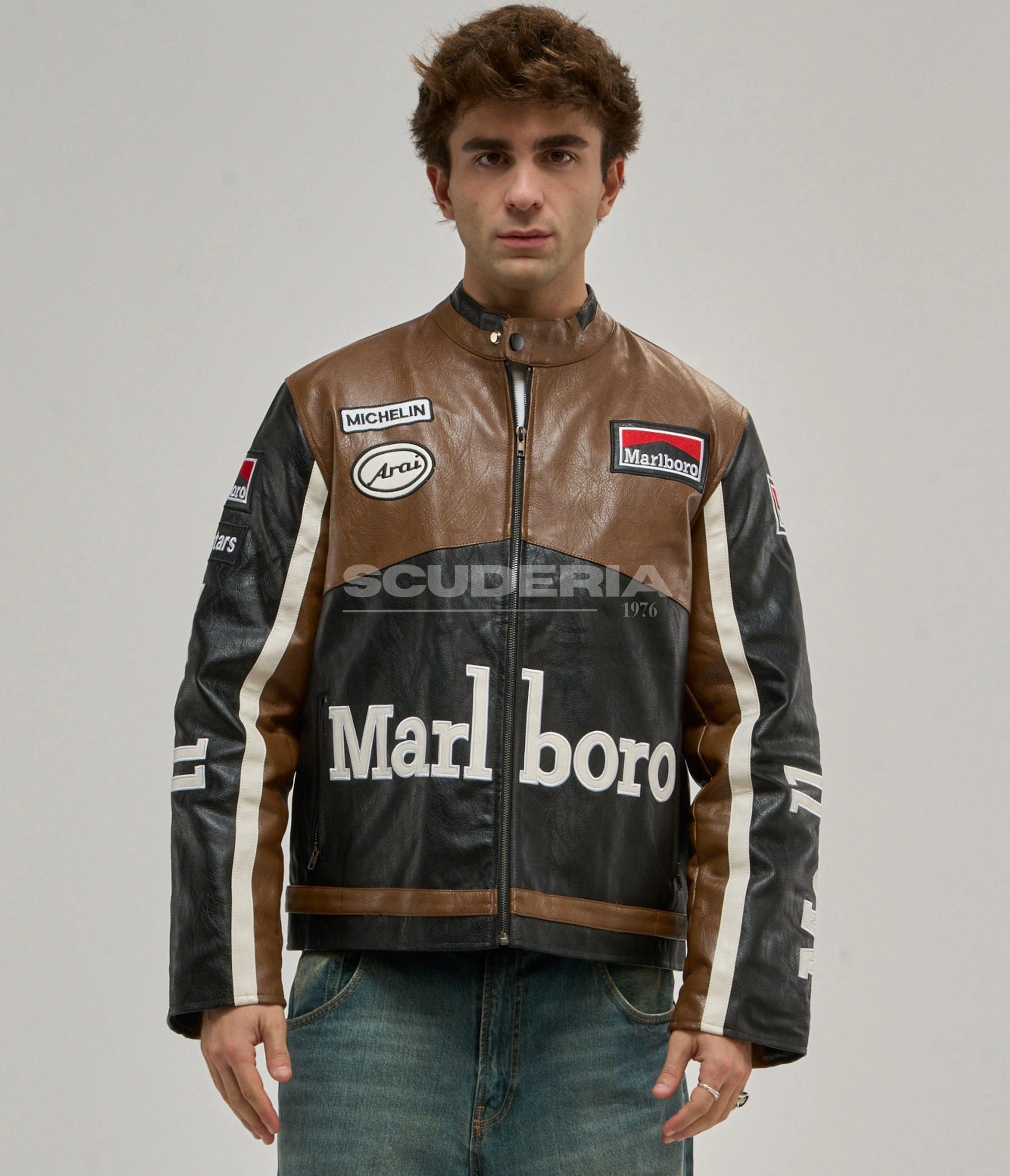 Marlboro Racing Leather Jacket - Brown Edition