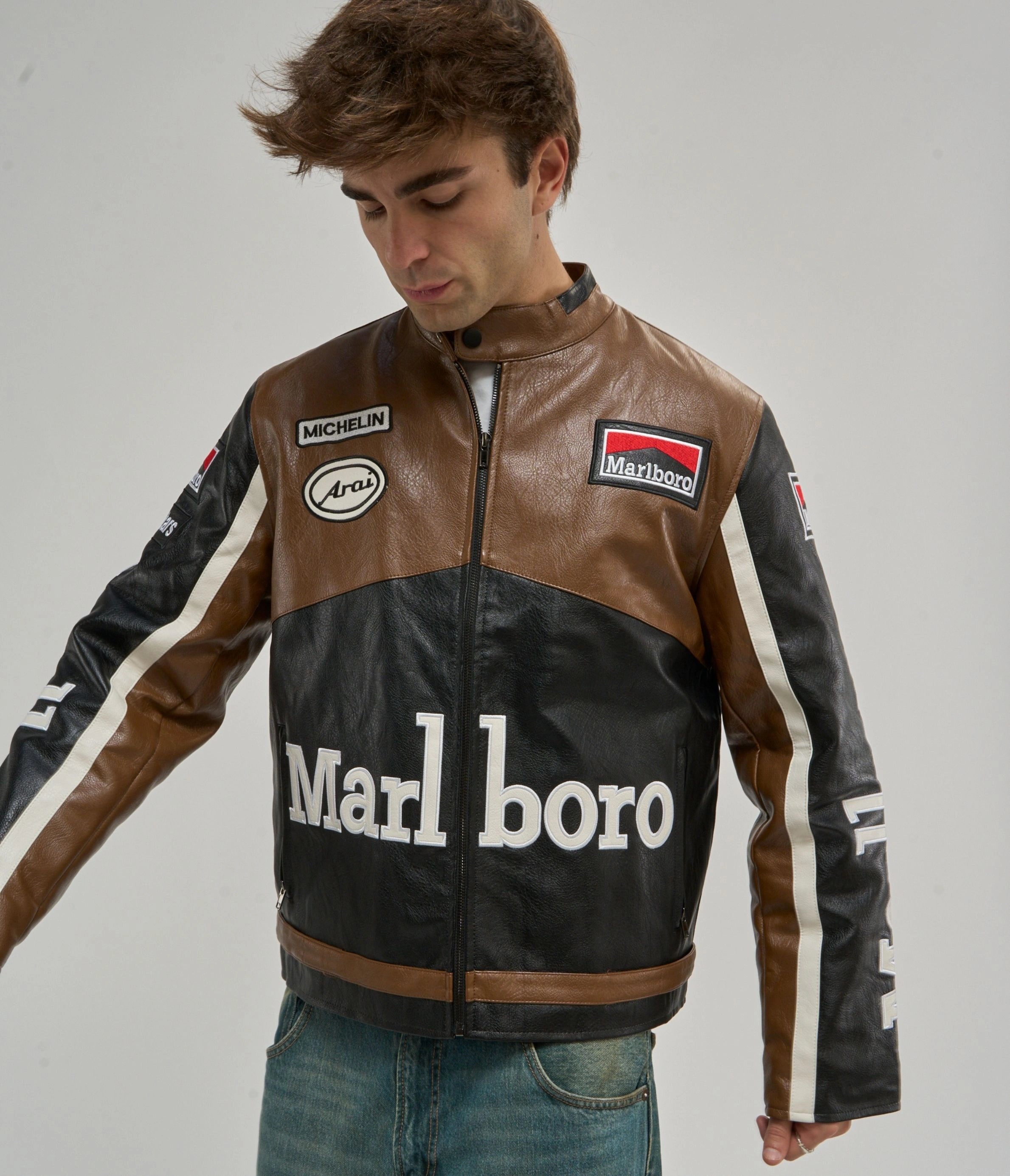 Marlboro Racing Leather Jacket - Brown Edition