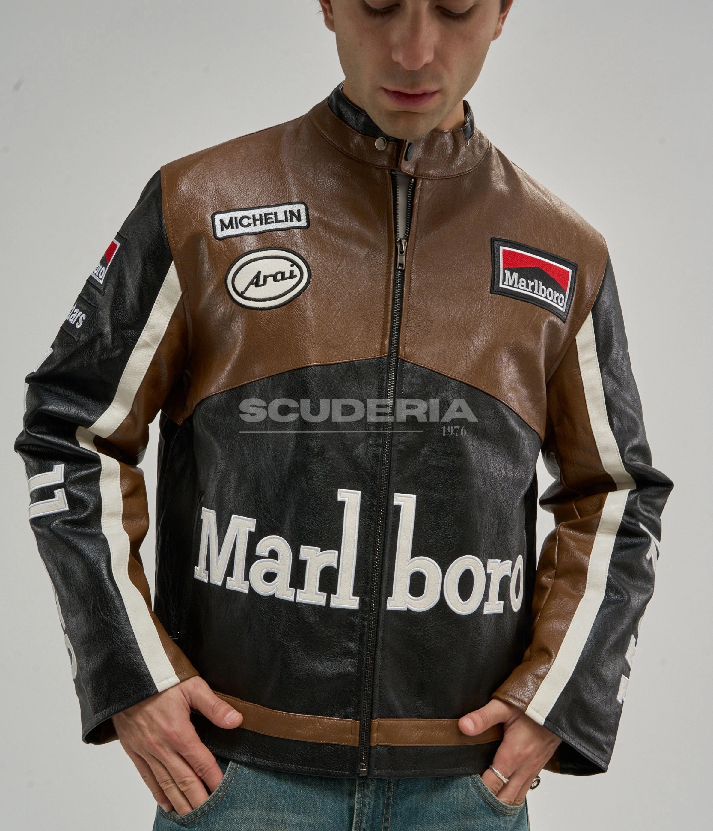 Marlboro Racing Leather Jacket - Brown Edition