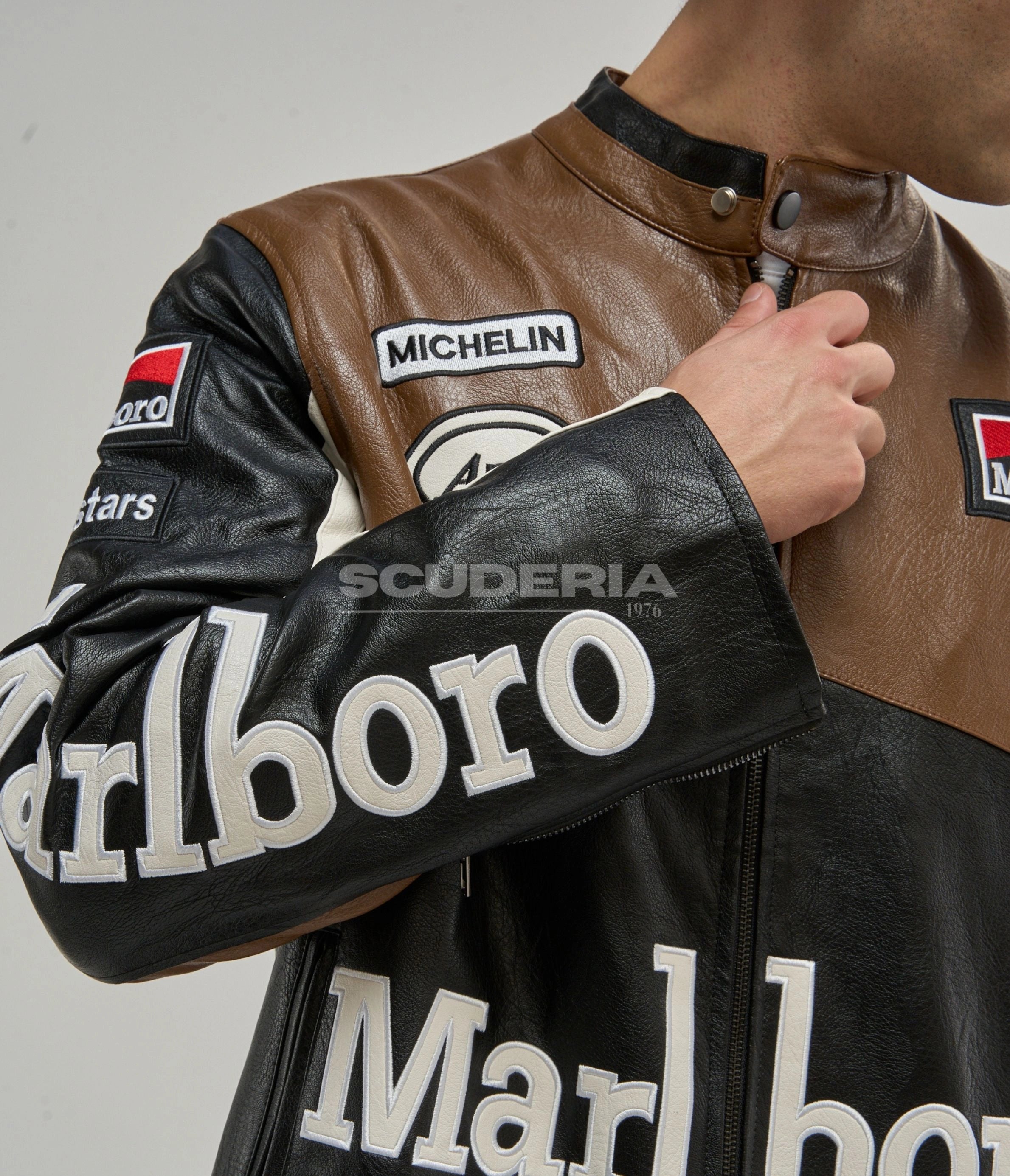 Marlboro Racing Leather Jacket - Brown Edition