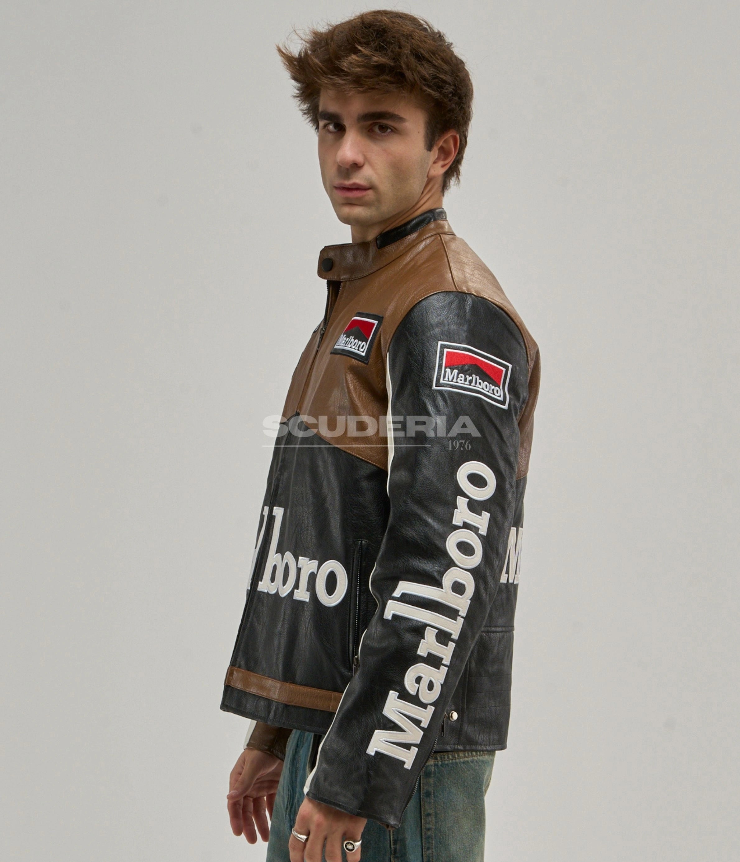 Marlboro Racing Leather Jacket - Brown Edition