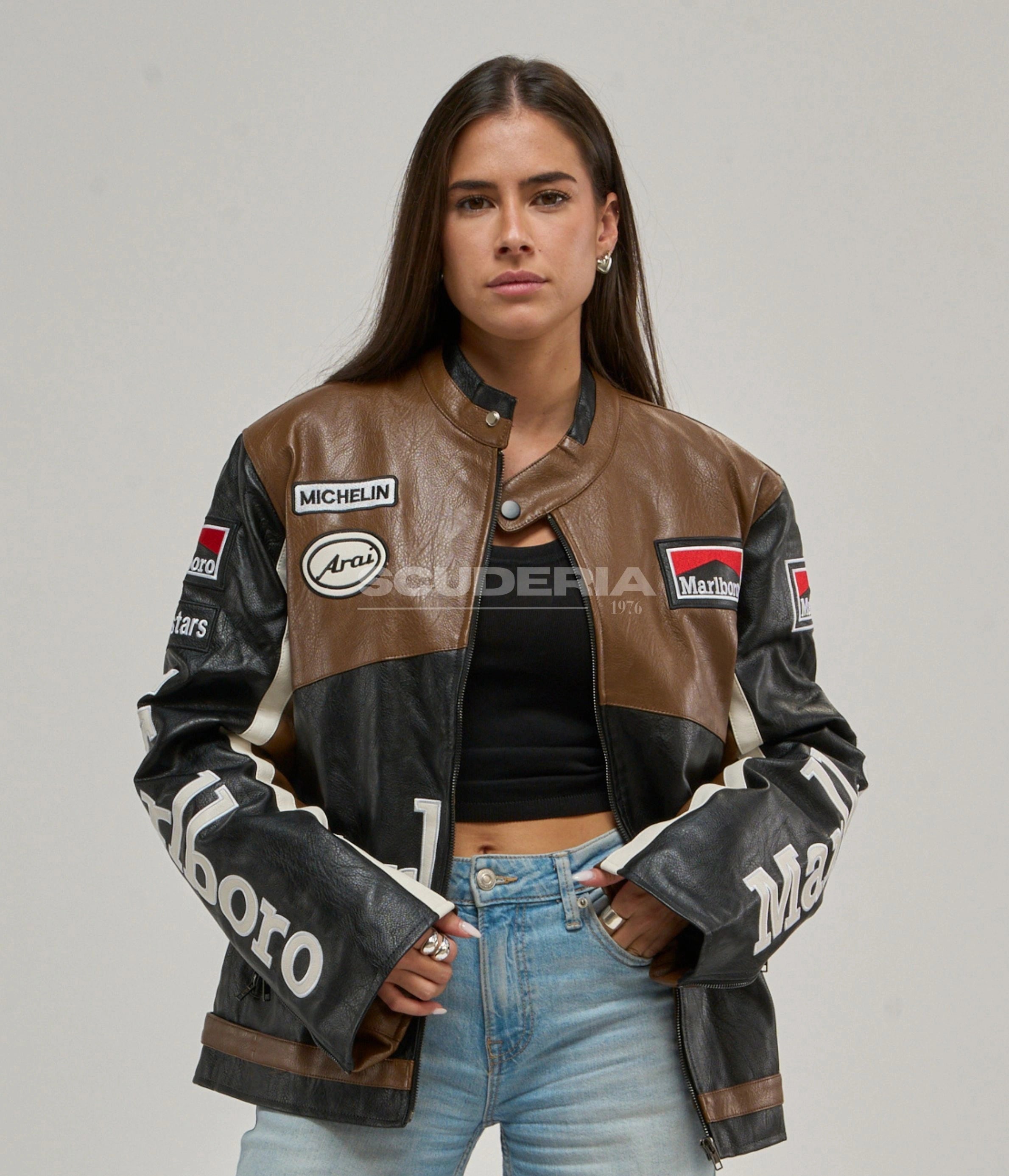 Marlboro Racing Leather Jacket - Brown Edition
