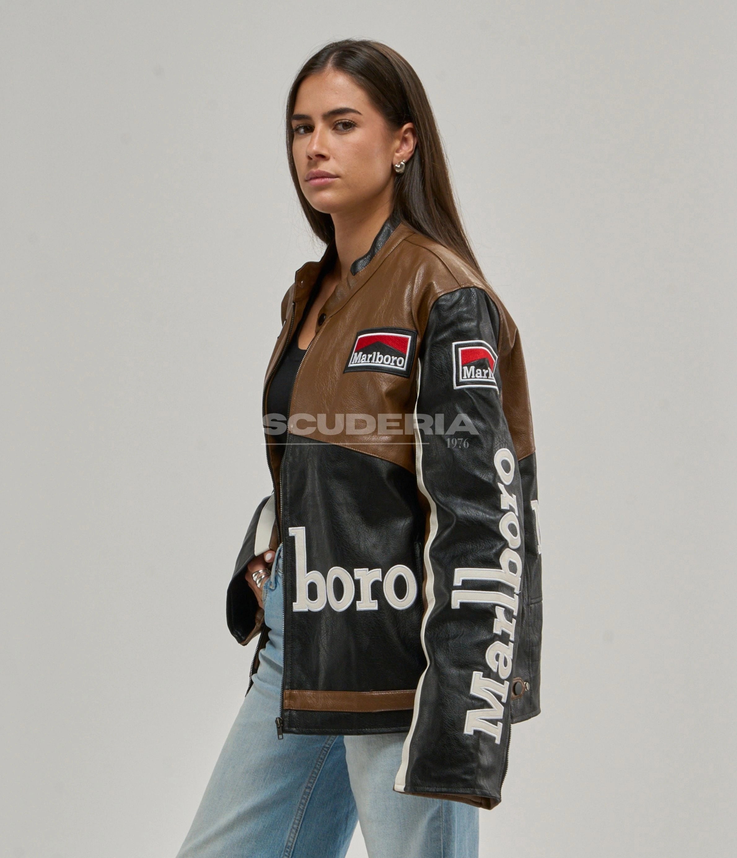 Marlboro Racing Leather Jacket - Brown Edition