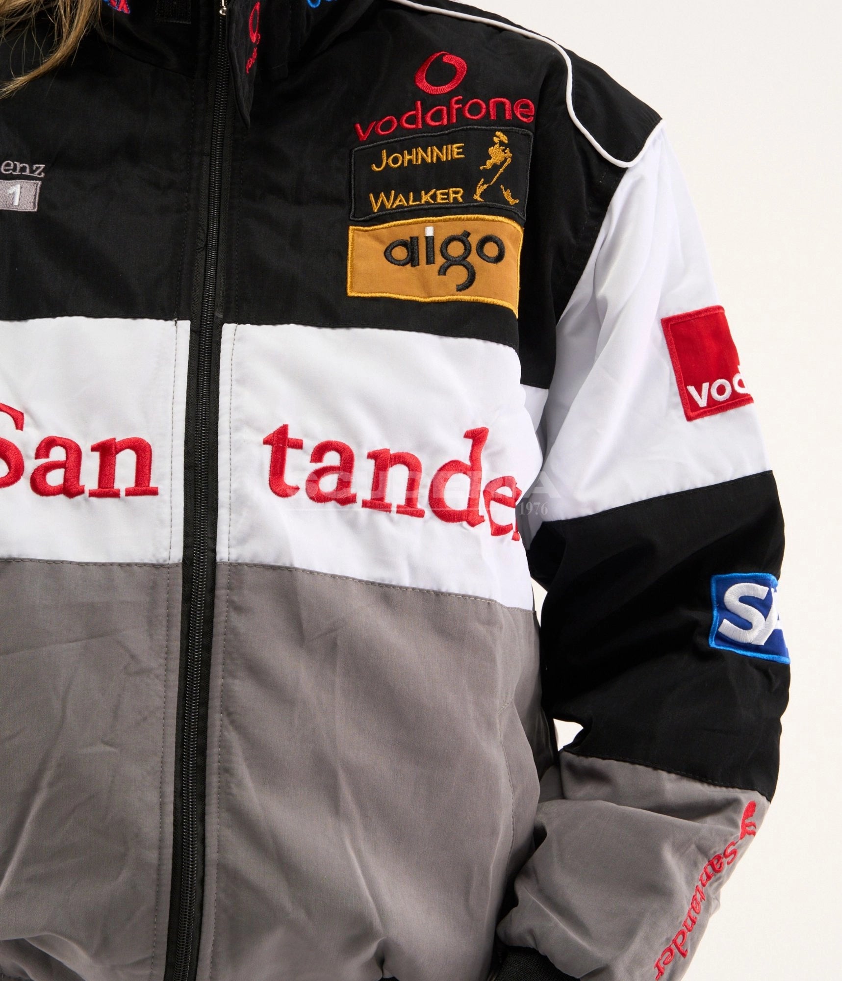 McLaren F1 Mercedes-Benz Vintage Racing Jacket Santander Vodafone Aigo Patches Detail Women