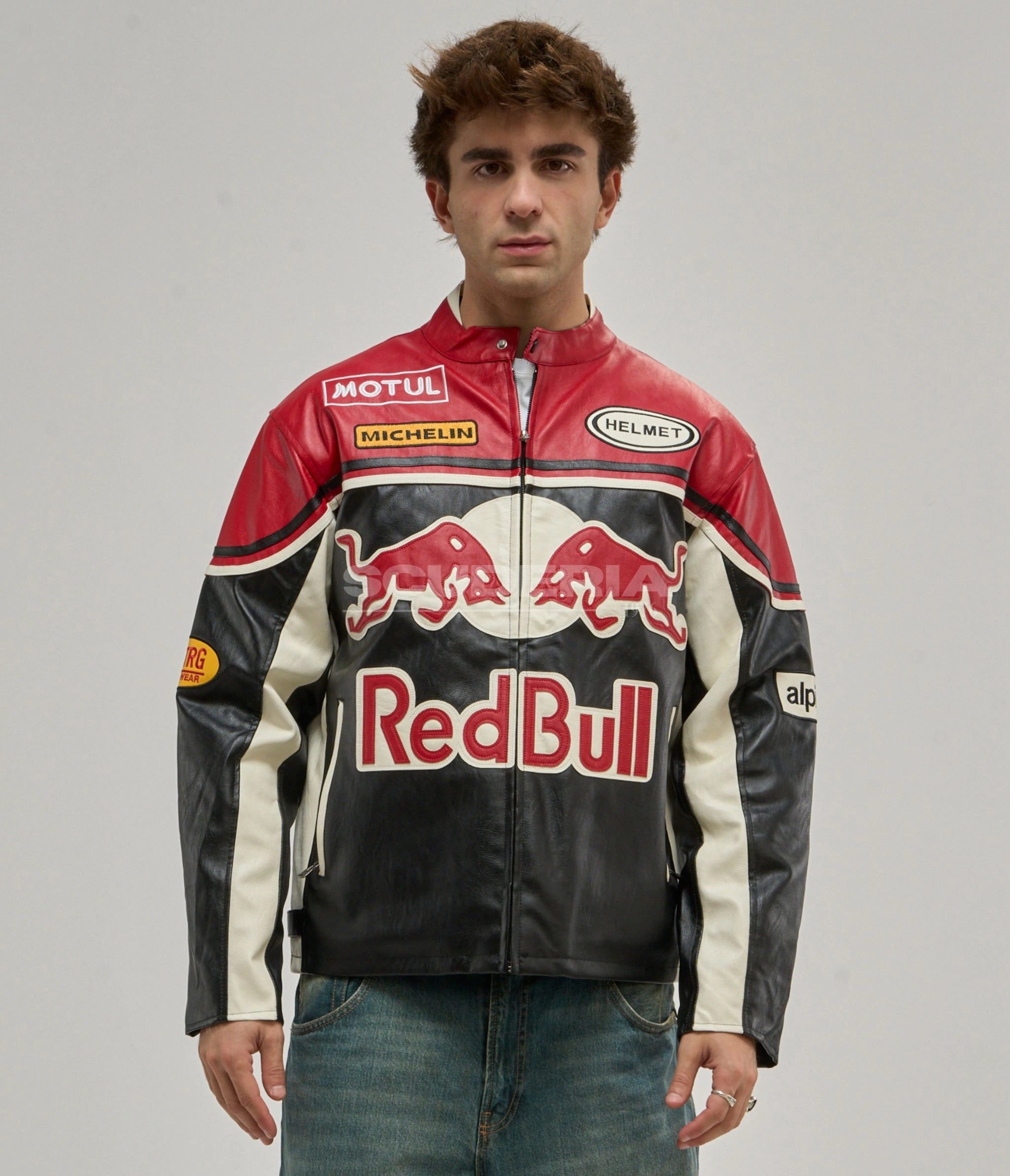 m*7様 00s real leather track jacket Red Bull Racing Leather Jacket