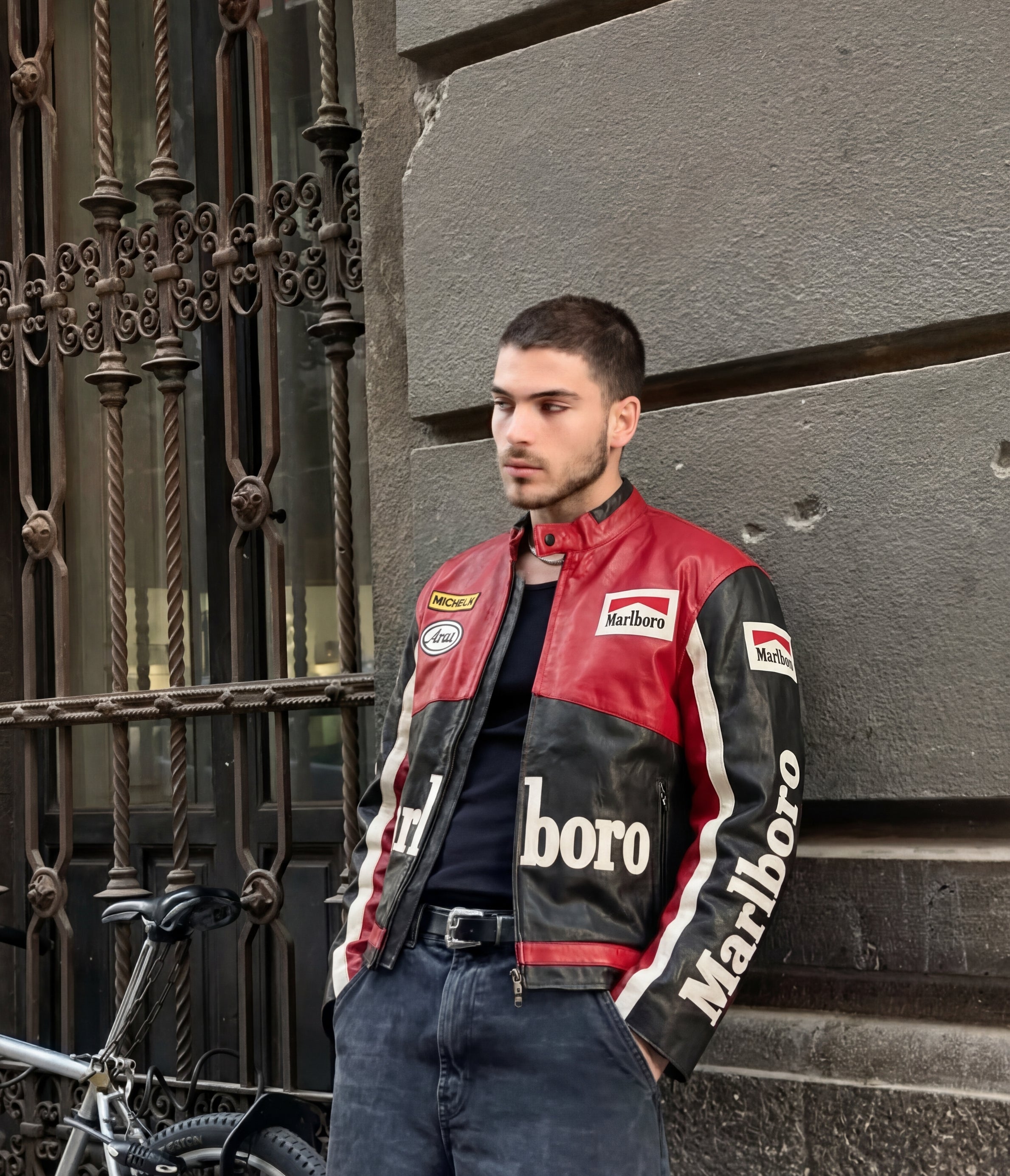 Marlboro Racing Leather Jacket - Black Edition