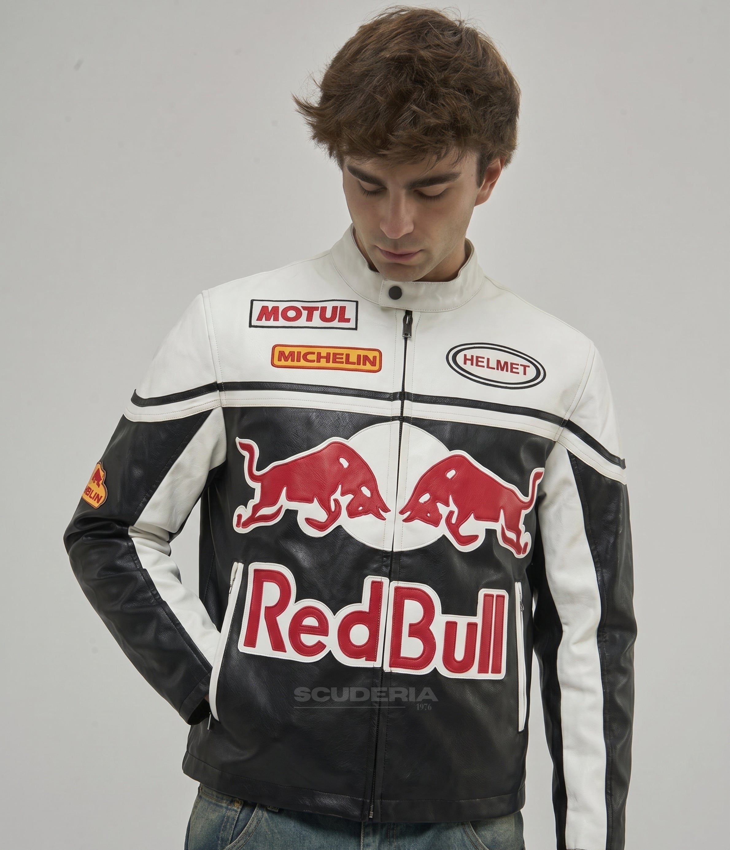 Red Bull Racing Leather Jacket - White Edition