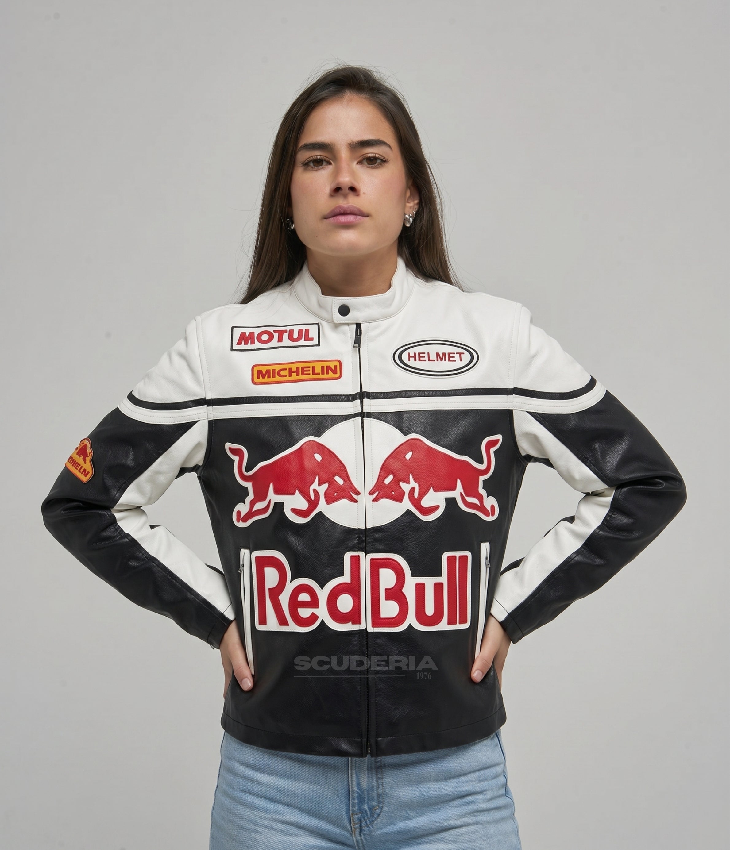 Red Bull Racing Leather Jacket - White Edition