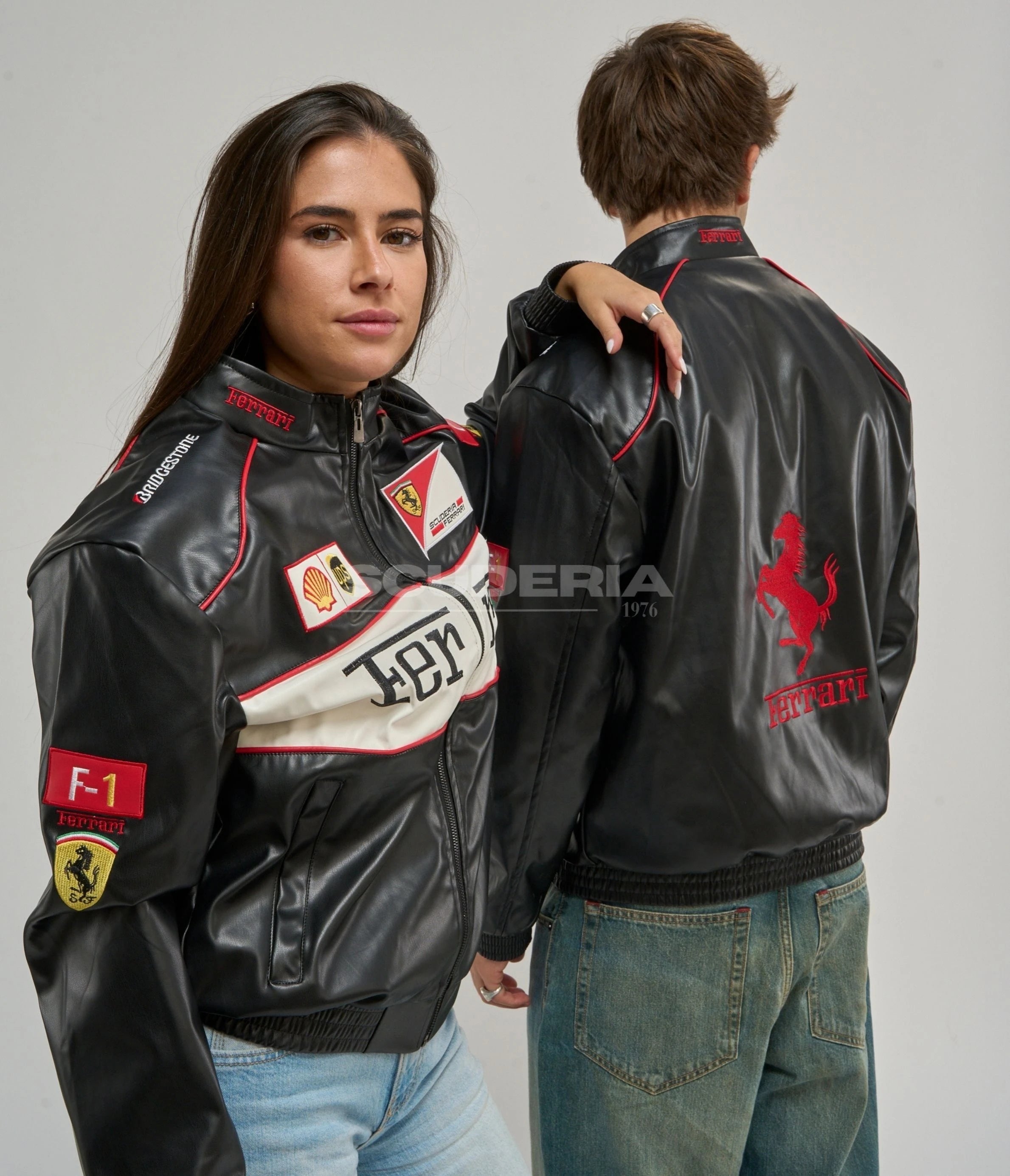 Ferrari F1 Vintage Leather Jacket - White Edition