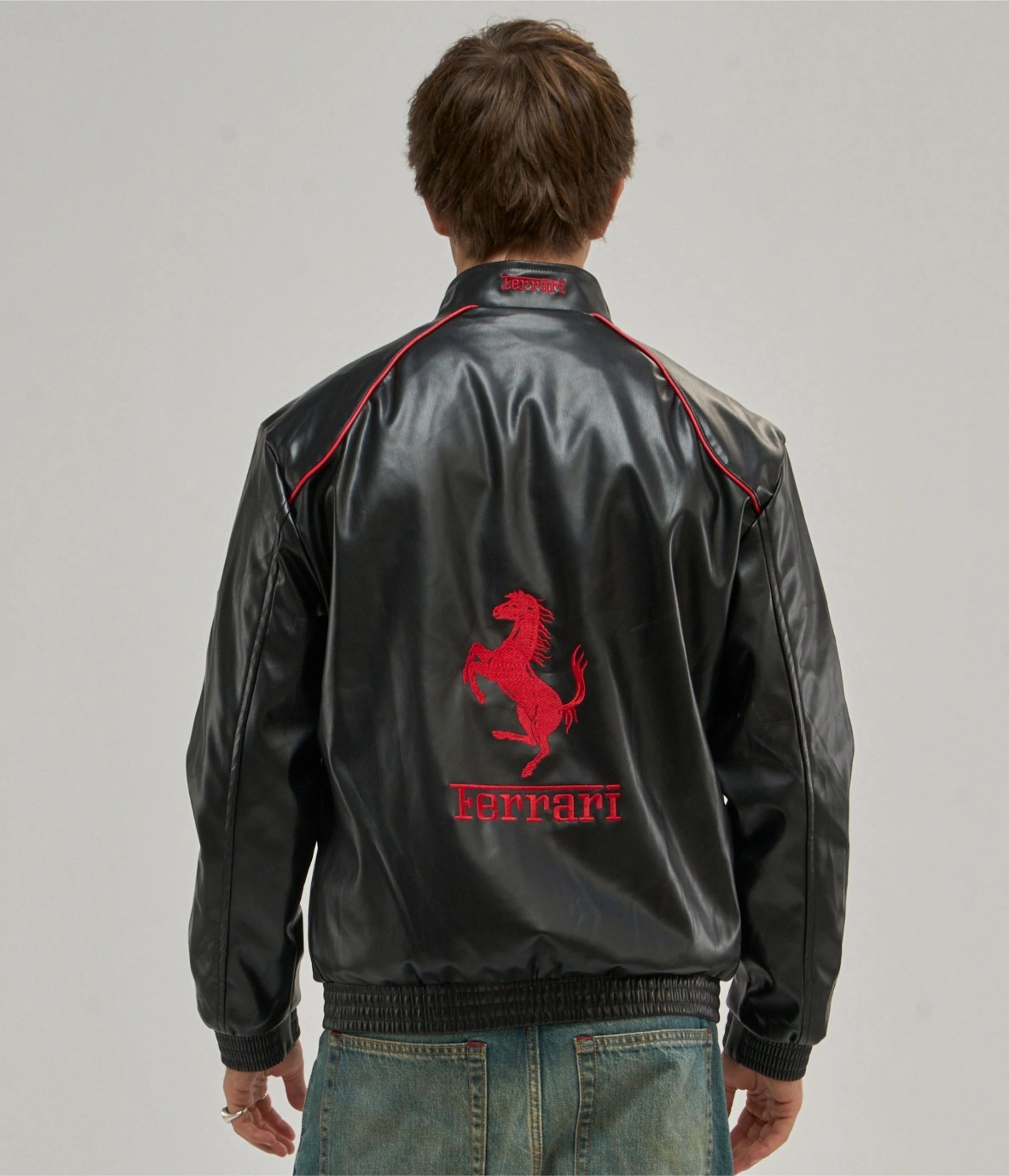 Ferrari F1 Vintage Leather Jacket - White Edition