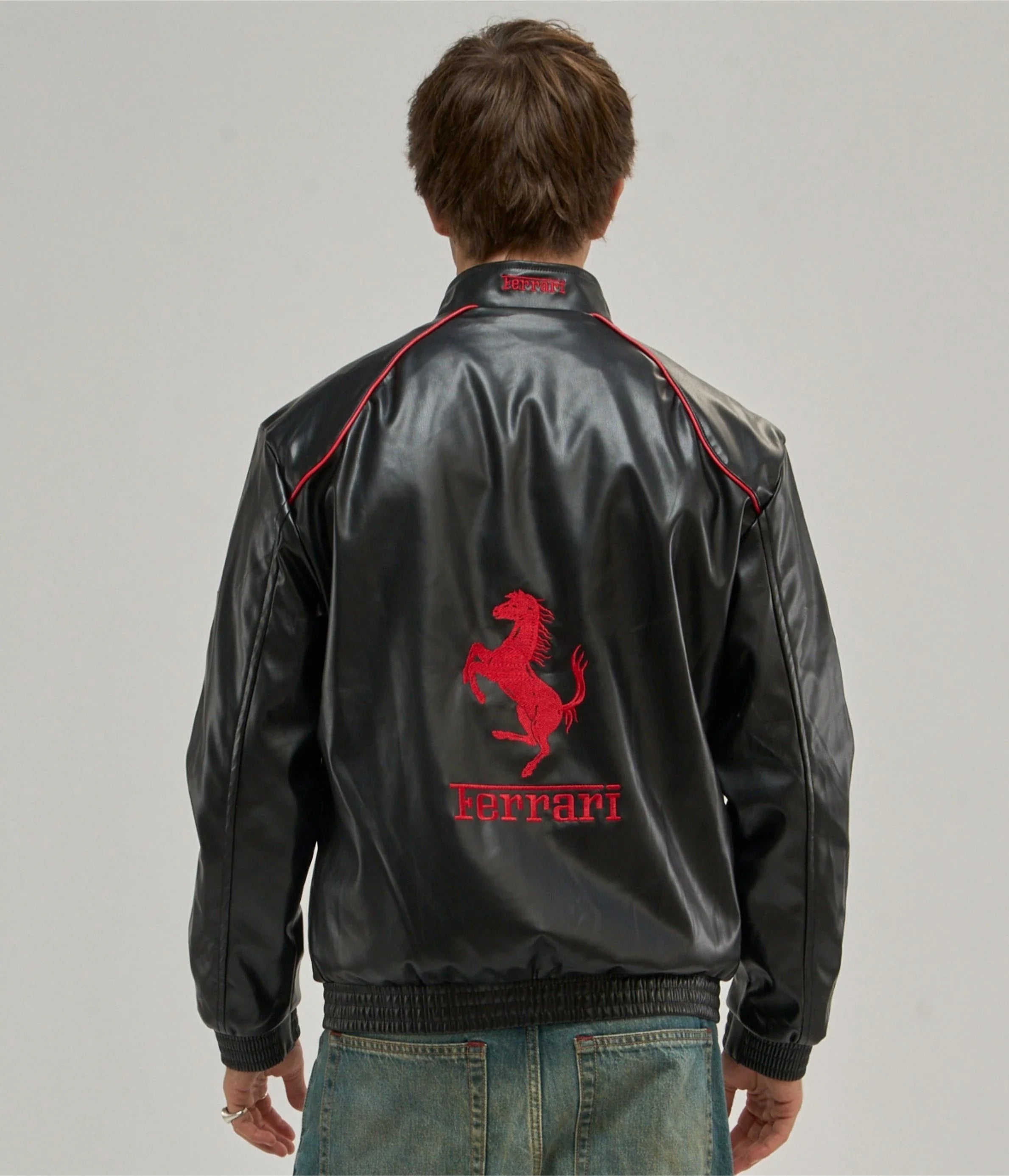 Ferrari F1 Vintage Leather Jacket - White Edition