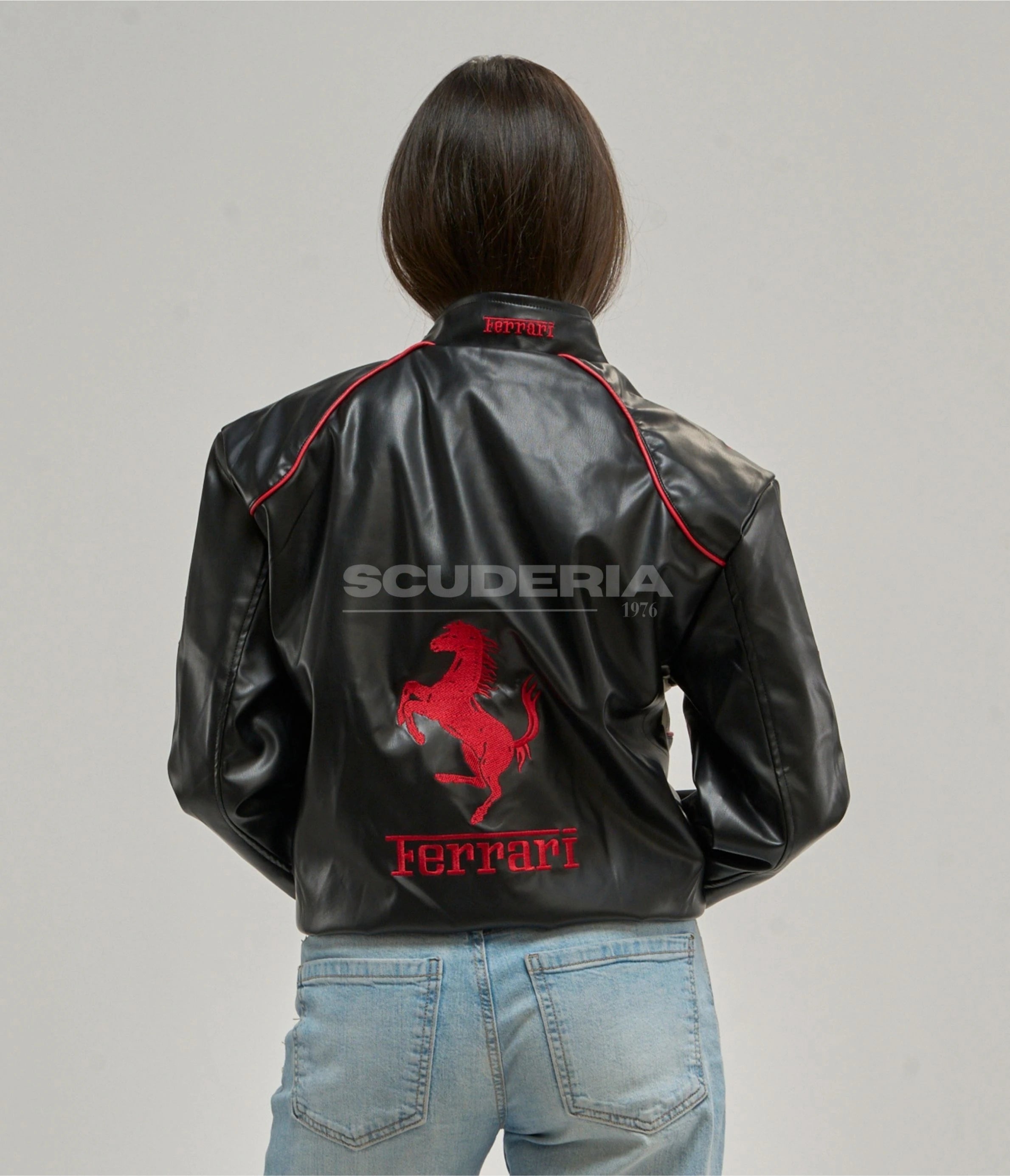 Ferrari F1 Vintage Leather Jacket - White Edition