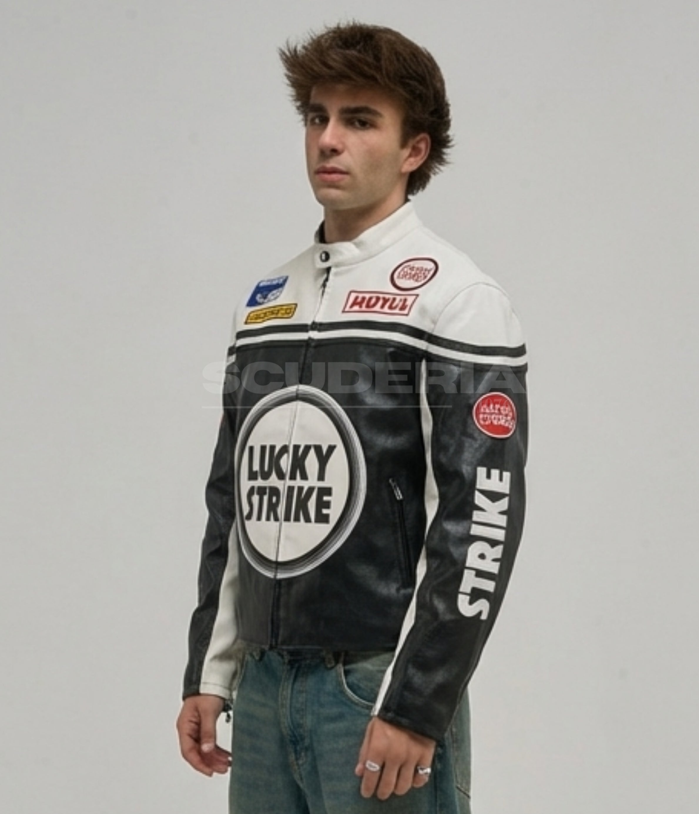 Lucky Strike Leather Jacket - White Edition