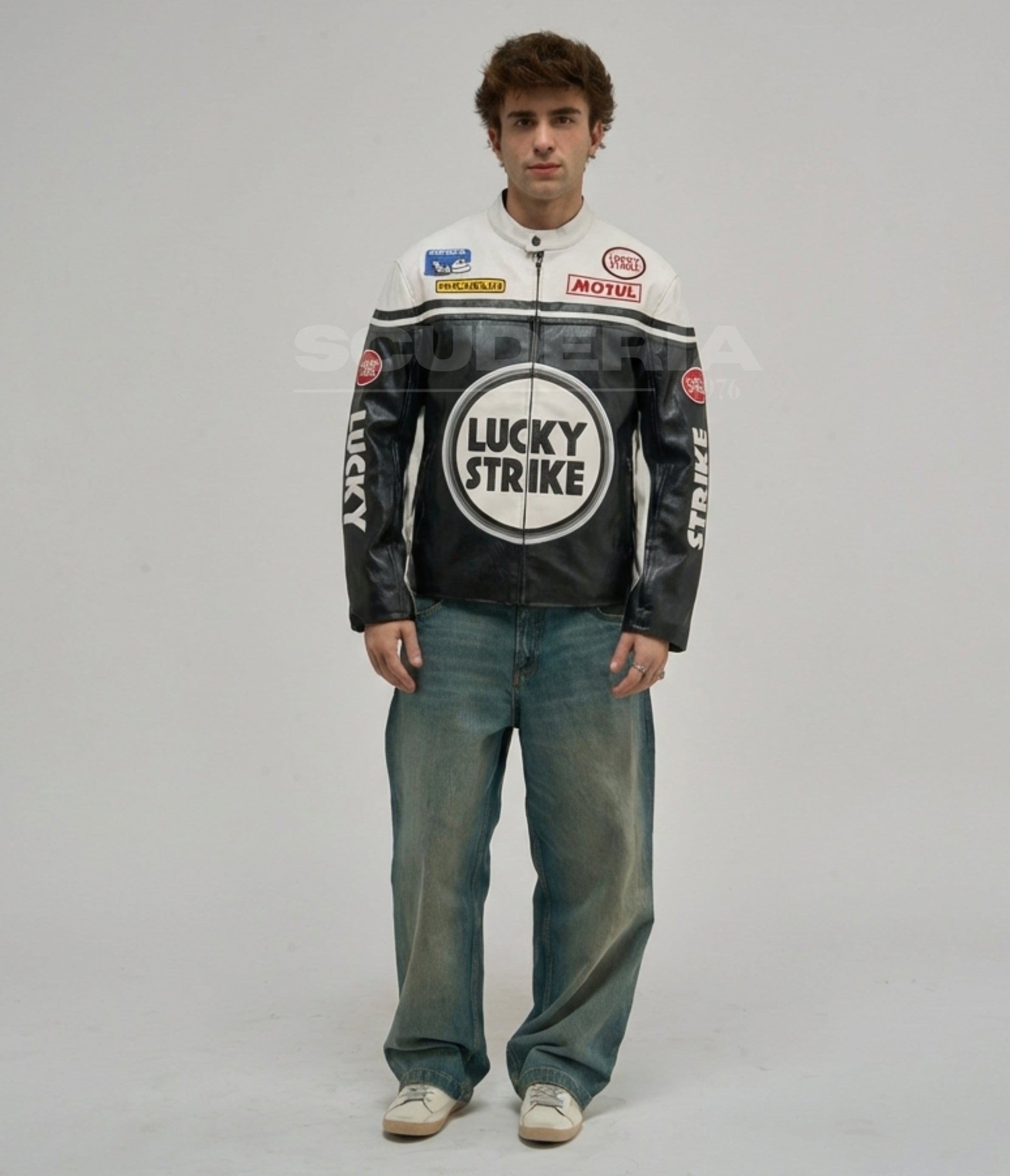 Lucky Strike Leather Jacket - White Edition