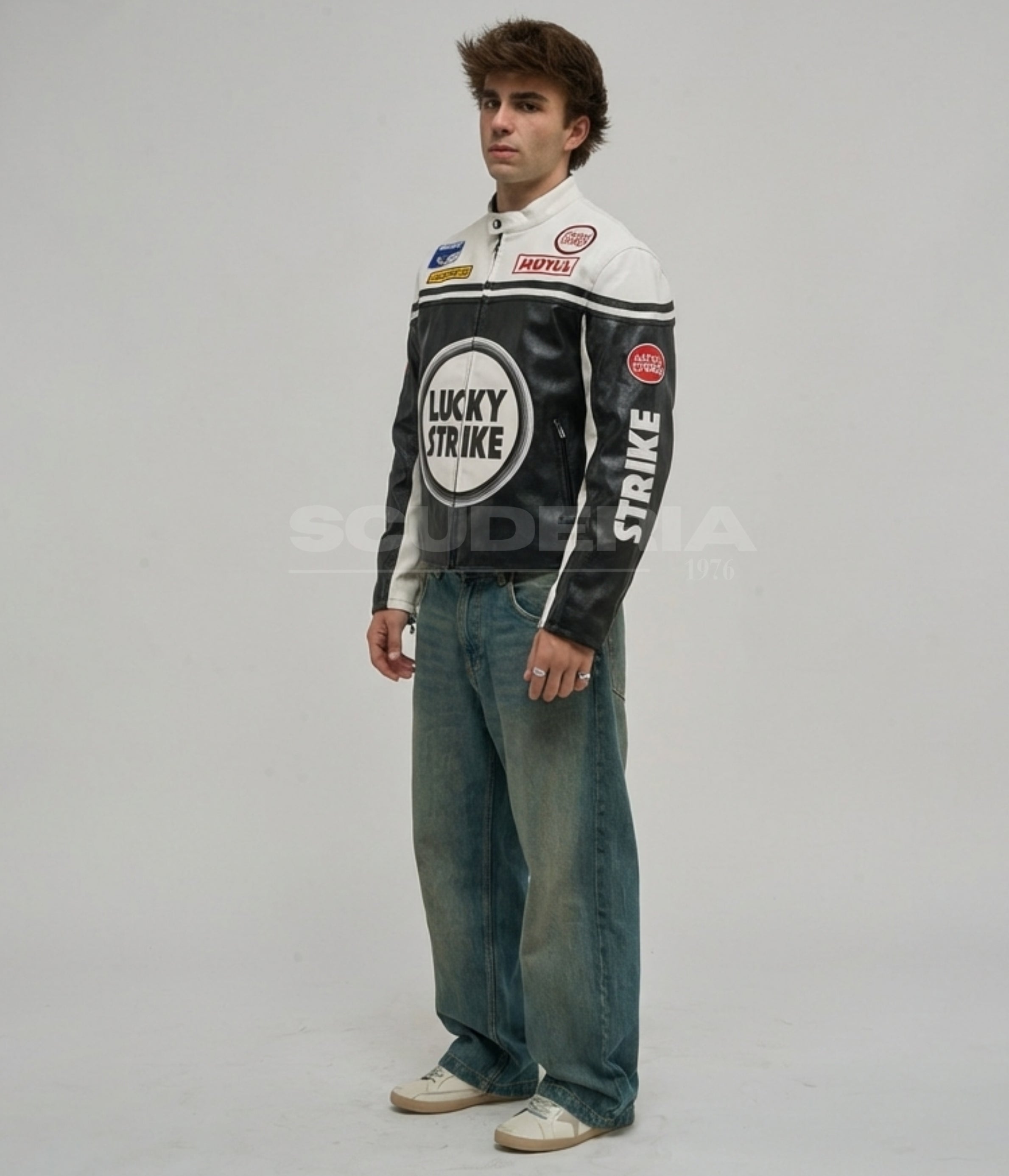 Lucky Strike Leather Jacket - White Edition